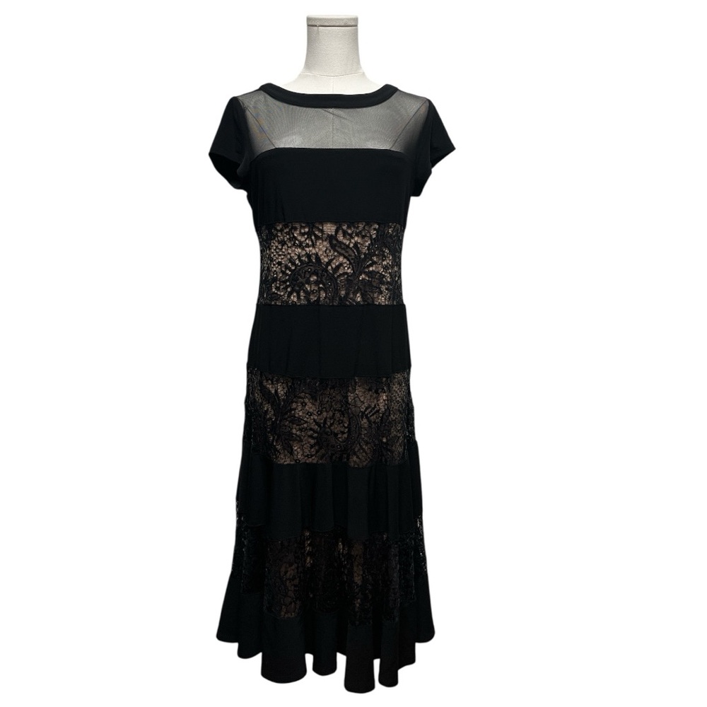 R&M Richards Black Lace Midi Dress Size 8